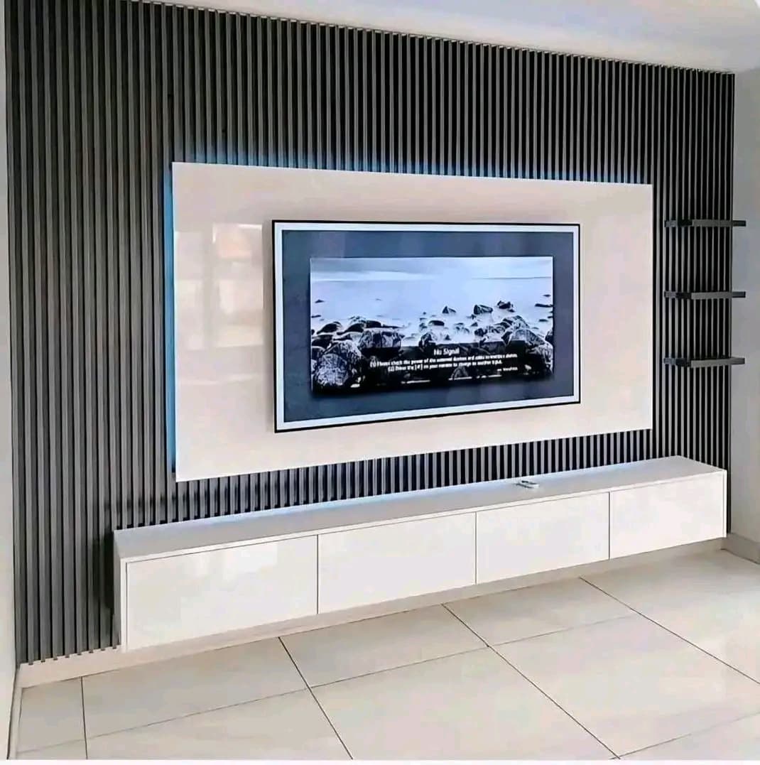Noir Slat Media Wall